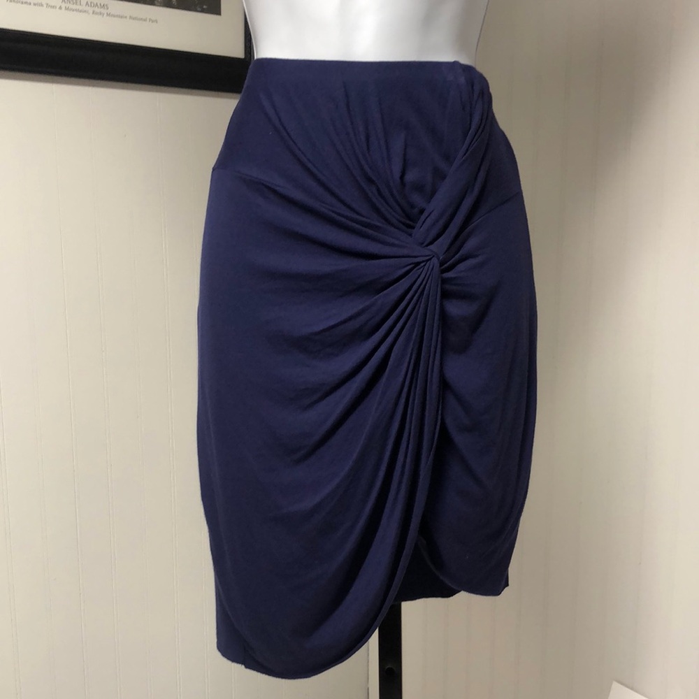 Women’s Socialite Navy Blue Tie Knot Asymmetric Pencil Skirt Size M